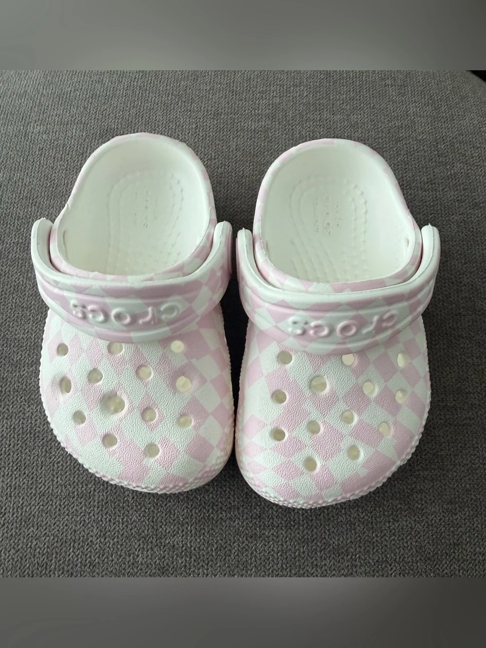 Crocs Classic Warped Checker Clog - Baby  White / Pink
